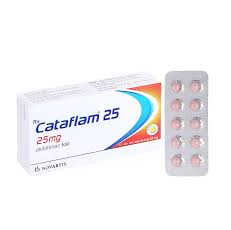 Thuốc Cataflam 25( diclofenac 25mg) Novartis điều trị đau sau chấn thương, viêm và sưng do bong gân (1 vỉ x 10 viên)