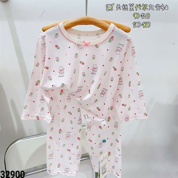32900- Bộ tencel TD- Bé thỏ flower nền hồng