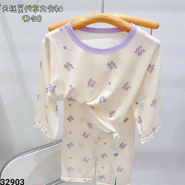 32903- Bộ tencel TD- Kuromi tím nền kem