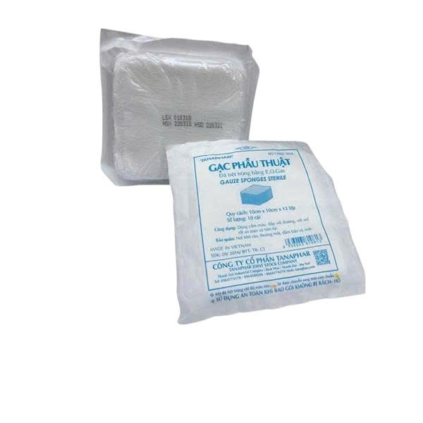 Gạc phẫu thuật 10 x 10cm x 12 lớp (Gói*10cái) - Tân á
