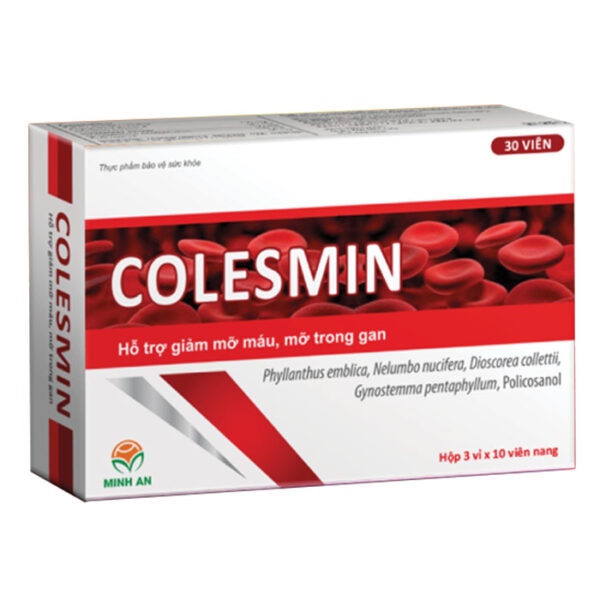 Colesmin Hỗ trợ giảm mỡ máu, mỡ trong gan (Hộp 3 vỉ x 10 viên) - Mediplantex