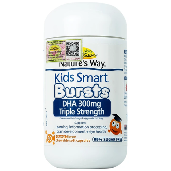 Kids smart Bursts DHA 300mg (Bổ sung DHA) (Lọ*50viên) - Australia