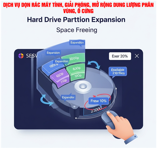 Dịch vụ dọn rác máy tính, giải phóng, mở rộng dung lượng phân vùng, ổ cứng