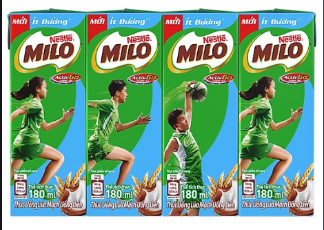 Sữa Milo ít đường - Lốc 4x180ml