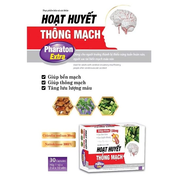 Hoạt huyết thông mạch Pharaton Extra (Hộp 3 vỉ x 10 viên) - Oshi