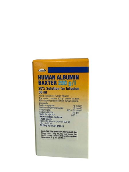 Human Albumin 200g/l 20% 50ml - Baxter/áo