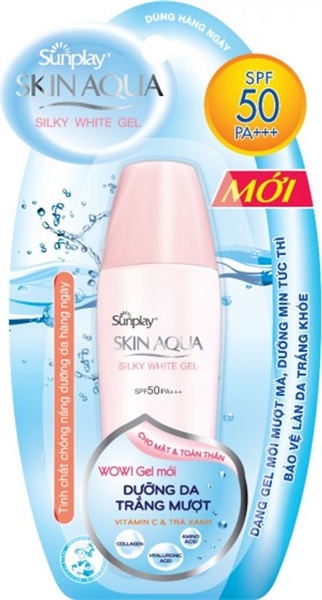 Gel chống nắng dưỡng da trắng mịn Sunplay 30g (Skin aqua Silky white SPF50) - Rohto