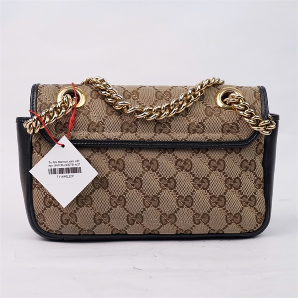 Túi GG Marmont xám viền đen (446744-493075) sz21 (TL) KG+