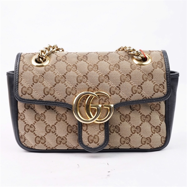 Túi GG Marmont xám viền đen (446744-493075) sz21 (TL) KG+