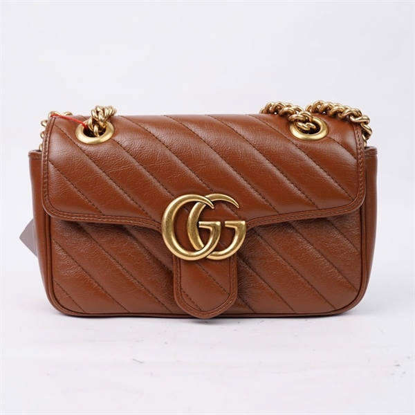 Túi GG Marmont nâu (446744-001998) sz21 (HT)+