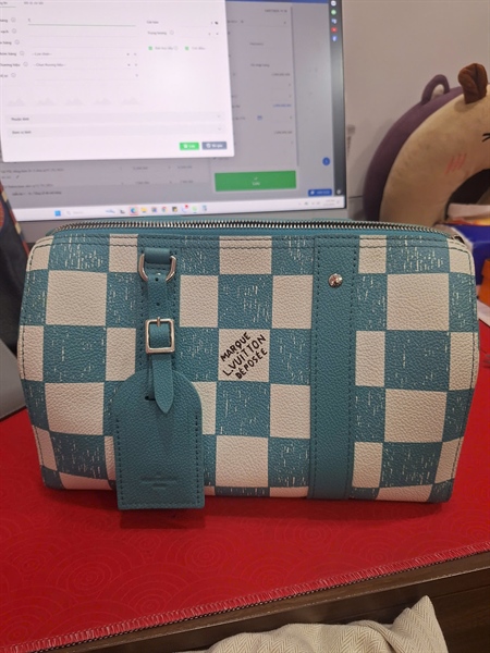 Túi LV Speedy ô vuông trắng xanh sz27 (TL) KG+