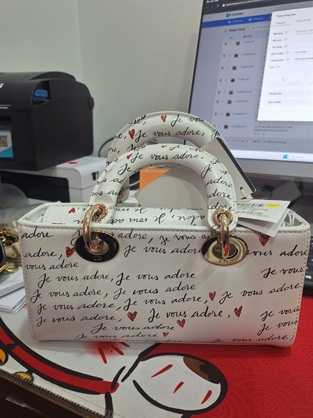 Túi Dior Joy trắng in chữ 2 strap (01-RU-0264) sz22 (TL) KG+