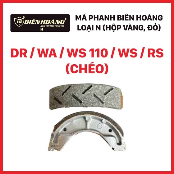 [DR/W(CHÉO MỚI)] - Má phanh cơ DR / WA / WS 110 / WS / RS (chéo rãnh mới, N, vàng) (Biên Hoàng)