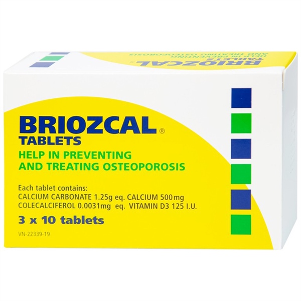 Briozcal Australia, Bổ sung calci và VTM D3 (H*3vỉ*10viên) (Hộp)