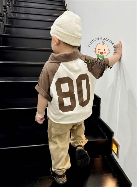 Combo 3 áo thun có cổ in số cho bé