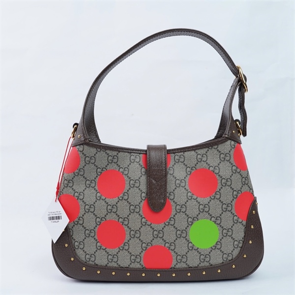 Túi GG Jackie 1961 xám chấm bi đỏ (678843-520981) sz27 (TL) KG+