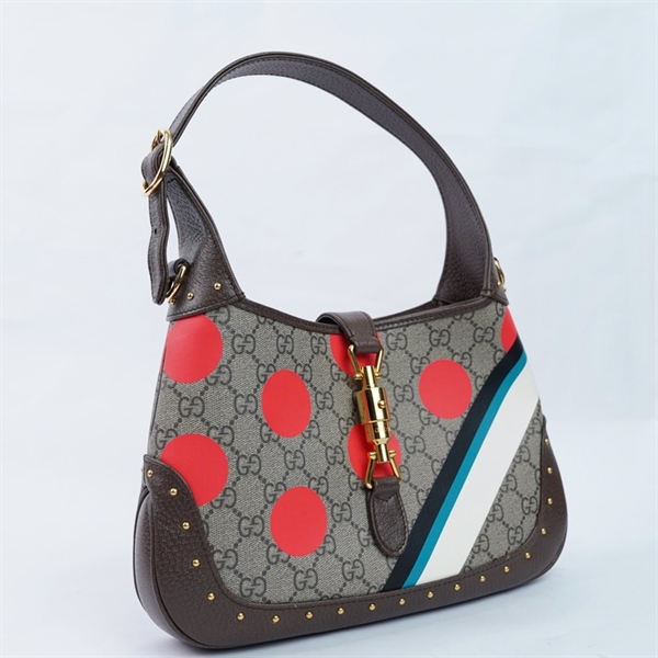 Túi GG Jackie 1961 xám chấm bi đỏ (678843-520981) sz27 (TL) KG+