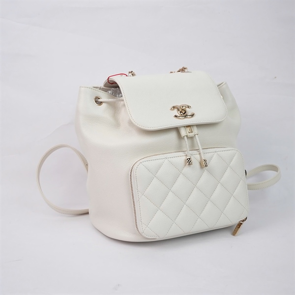 Balo Chanel trắng (E407K91G) sz24x16x25 (TL) KG+