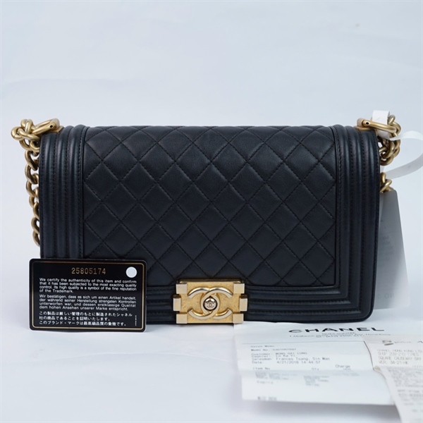 Túi Chanel Boy đen (25805174) sz25 (A-T) KG+