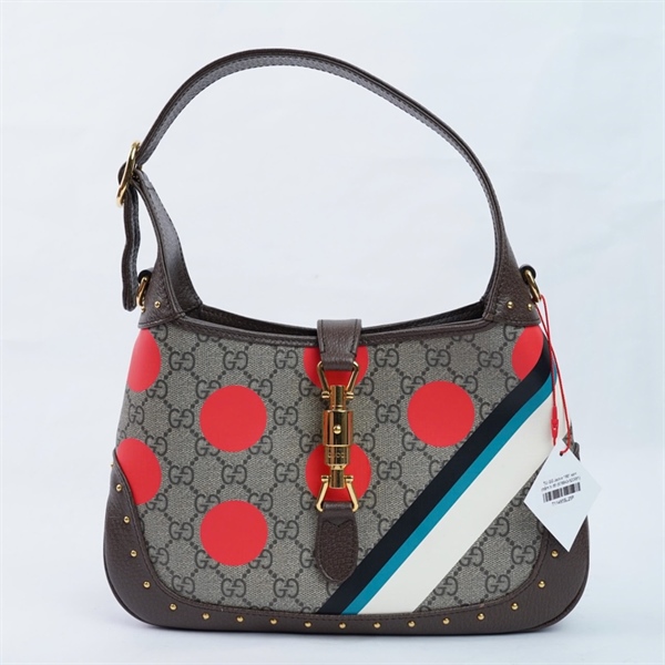 Túi GG Jackie 1961 xám chấm bi đỏ (678843-520981) sz27 (TL) KG+