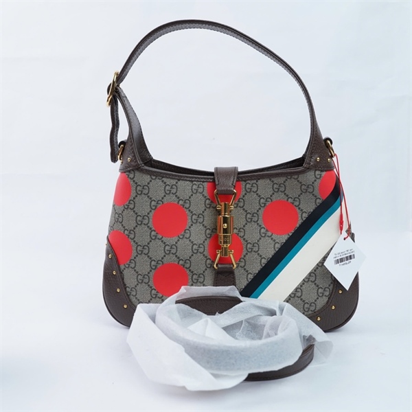 Túi GG Jackie 1961 xám chấm bi đỏ (678843-520981) sz27 (TL) KG+