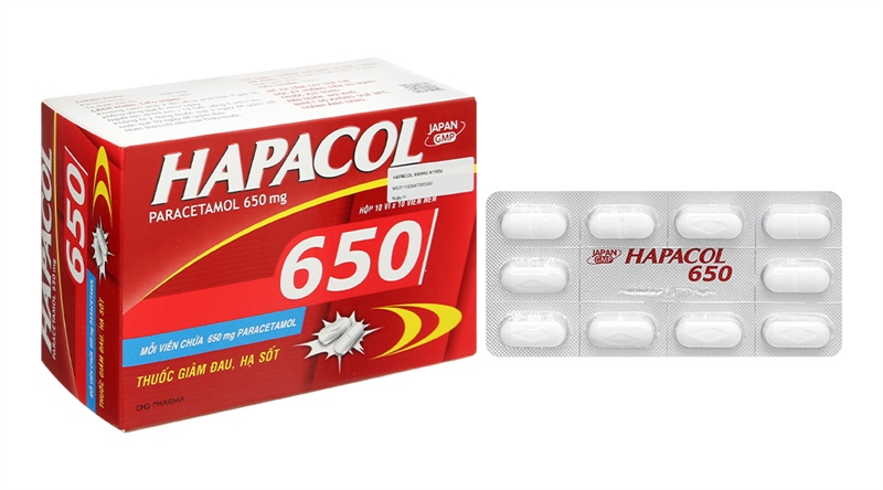 Hapacol 650 (Thuốc giảm đau, hạ sốt) (Hộp 10 vỉ x 10 viên) - Hậu Giang
