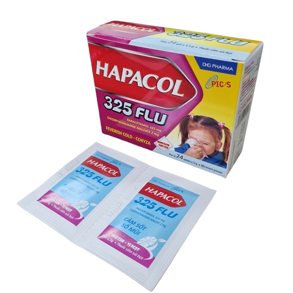 Hapacol 325 Flu (Cảm sốt - sổ mũi) (Hộp 24gói x 1,5g) - CNNMDP DHG tại Hậu Giang 2