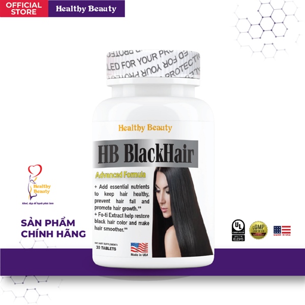 HB BlackHair (Hỗ trợ duy trì tóc khỏe đẹp, giảm rụng tóc...) (Lọ*30viên ) - Mỹ
