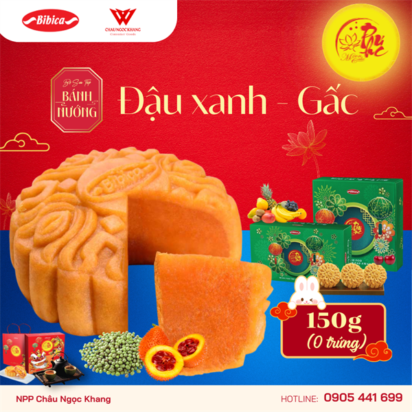 Bánh nướng dinh dưỡng Đậu Xanh - Gấc 0 Trứng - 150g