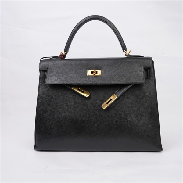 Túi Hermes Kelly đen kèm ổ+2 chìa sz32 (MV) KG+