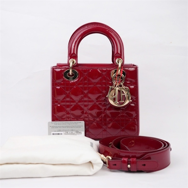 Túi Dior Lady đỏ bóng (01-BO-1210) szS (MV) KG+