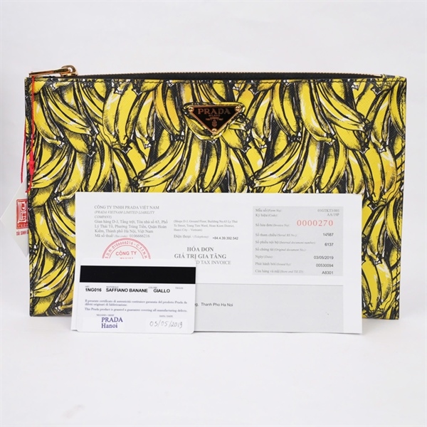 Túi Prada Clutch vàng sz28 (MV) KG+