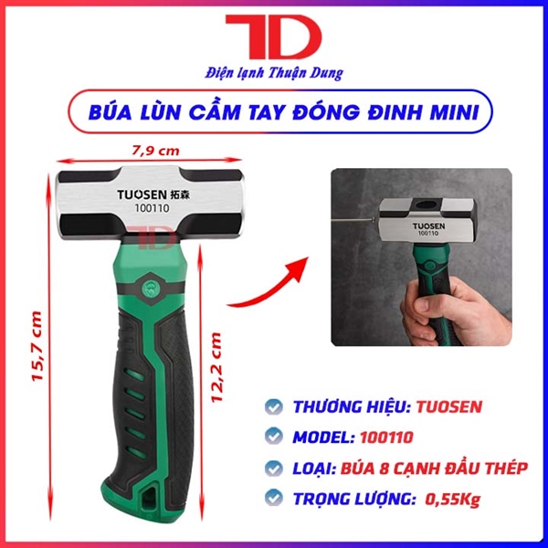 Búa lùn mini Tuosen cầm tay đóng đinh chính hãng đúc nguyên khối, búa Tousen 100110