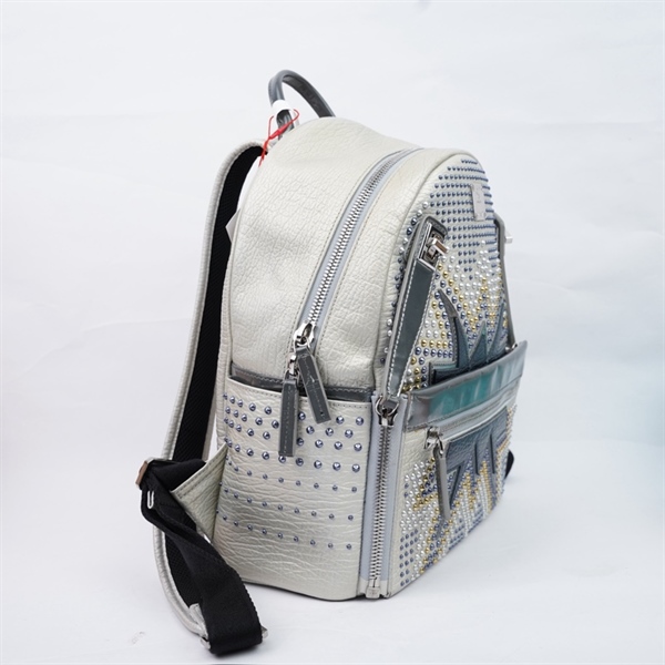 Balo MCM xám đính đá 26x13x33cm (A-T) KG+