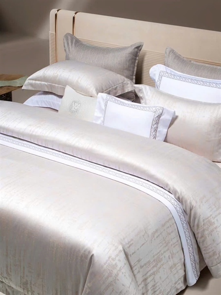 Bộ ga Gấm kem - dệt vân sọc | Cotton Pima (Bộ)