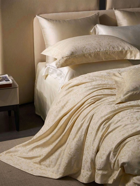 Bộ ga vàng pastel dệt hoa | Gấm Cotton 160s - NY01.10