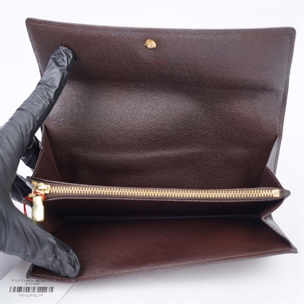 Ví LV ô vuông nâu nút vàng (LT) KG+