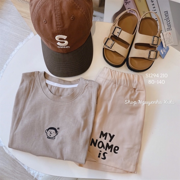 S1294 Set short nâu be bé trai