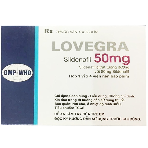 Lovegra 50mg (H*1vỉ*4viên) - rối loạn cương dương - Pharbaco