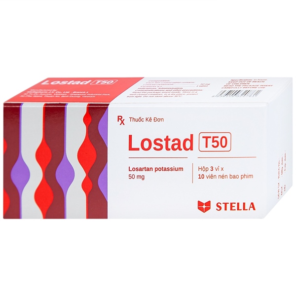 Lostad T50 (Losartan 50mg) (Điều trị tăng huyết áp) (H*3vỉ*10viên) - Stella