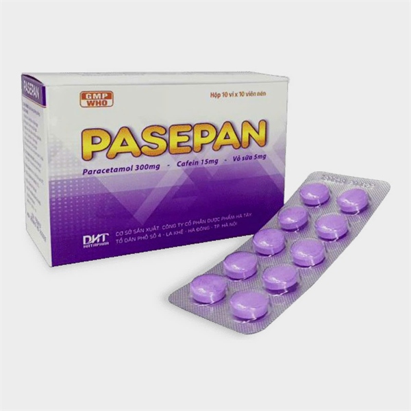 PASEPAN (Paracetamol 300mg - cafein 15mg - vỏ sữa 5mg) (H*10vỉ*10viên) - Hà Tây