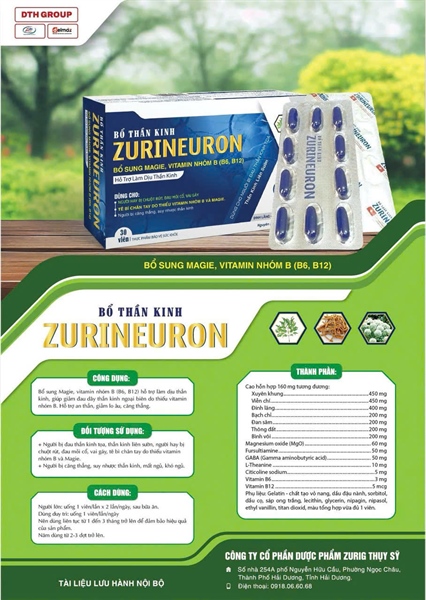 Bổ thần kinh Zurineuron (Hộp 3 vỉ x 10 viên) - Syntech/Zurig