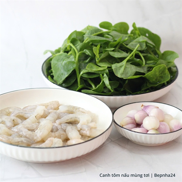 Canh tôm nấu mùng tơi (2 người)