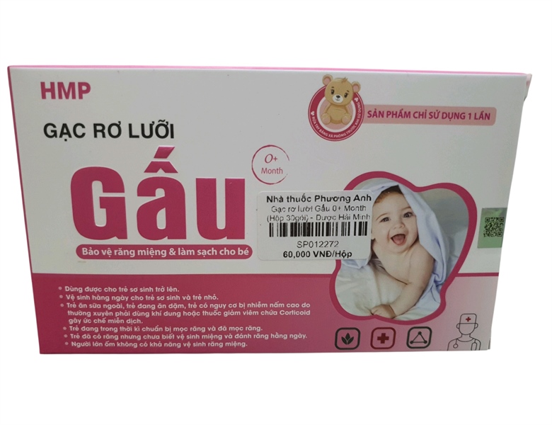 Gạc rơ lưỡi Gấu 0+ Month (Hộp 30gói) - Dược Hải Minh