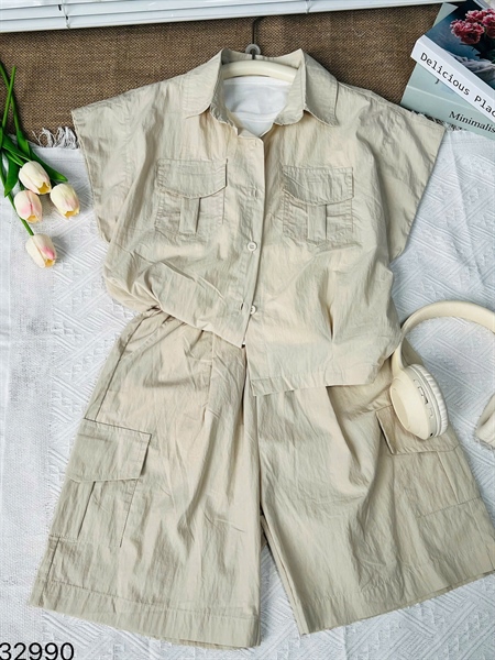 32990-Set 3 món áo SN sơ mi + Quần ngố lửng