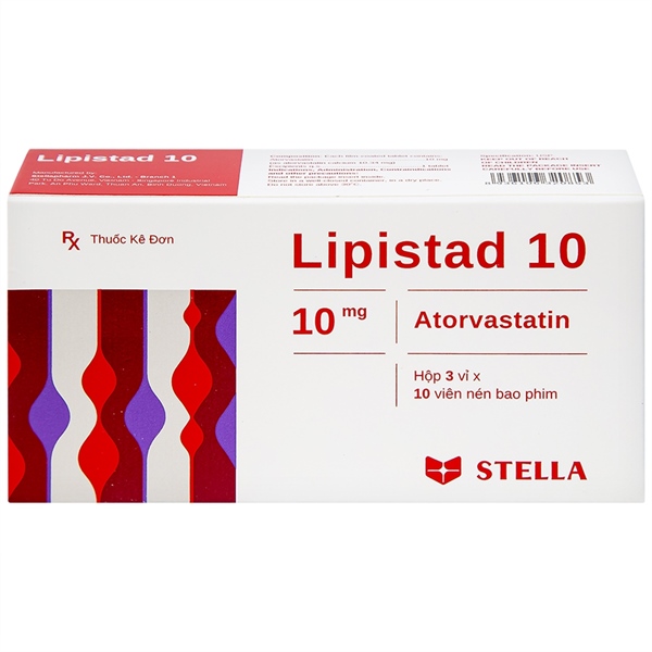 Lipistad 10 (Atorvastatin 10mg) (H*3vỉ*10viên) - Stella