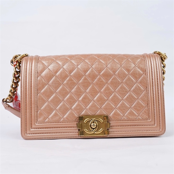 Túi Chanel Boy nude ánh đồng (20501328) sz25 (BQ) KG+