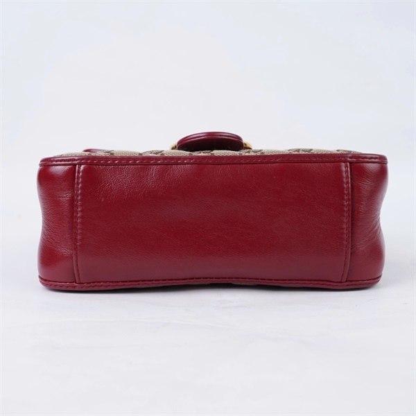 Túi GG Marmont Handle nâu viền đỏ (583571-493075) sz20 (BQ) KG+