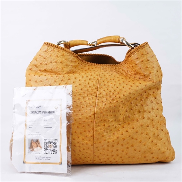 Túi GG Hobo vàng da đà điểu (114900-000926) sz46-31 (HN) KG+