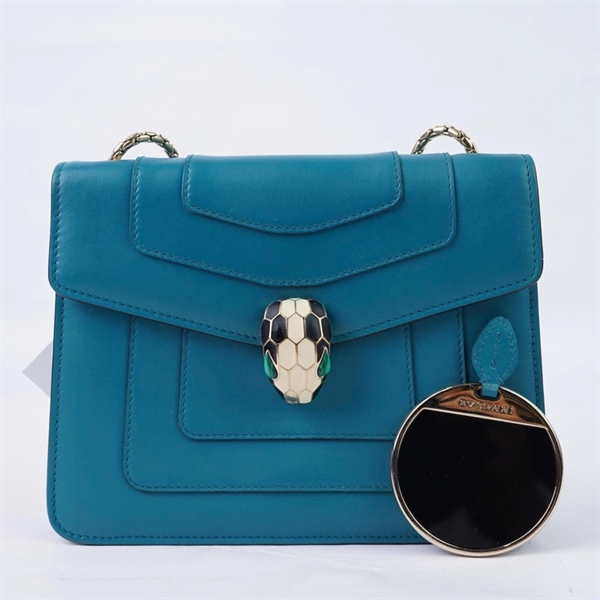 Túi Bvlgari xanh kèm gương sz20 (BQ) KG+